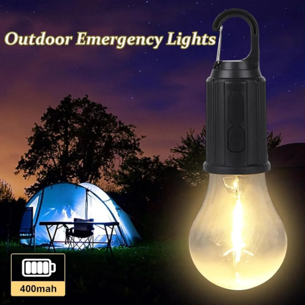 Camp Light Bulb, Solar Rechargeable Hooked Camping Light, 3 Lighting Modes Led Outdoor Emergency Light, Waterproof Tent Light with Hanging Hook, Suitable for Various Outdoor Scenes (Solar, 5)