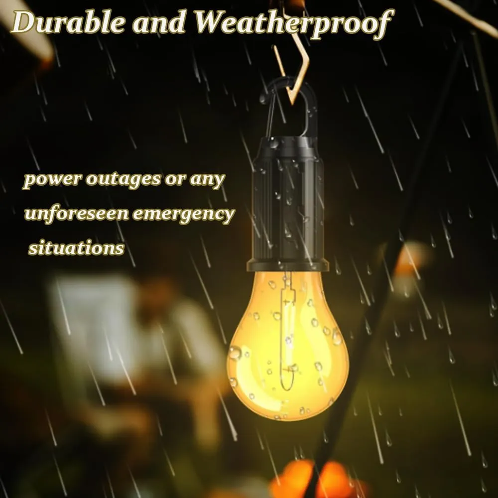 Camp Light Bulb, Solar Rechargeable Hooked Camping Light, 3 Lighting Modes Led Outdoor Emergency Light, Waterproof Tent Light with Hanging Hook, Suitable for Various Outdoor Scenes (Solar, 5)
