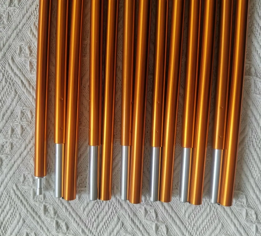 Camping Aluminium Tent Poles Replacement Tent Rod Tent Pole Repair Kit Tent Bar Tent Building Supporting Rod Awning Poles Kit for Hiking 11mm (Gold 11mmx14.43ft)