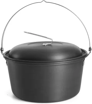 Camping Cook Pot Alumina Suspending Pot with Lid Ultralight Stockpot with Two Foldable Handles Portable Outdoors Cookware for 2-3 People/1673