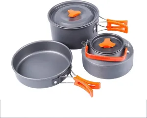 Camping Cookware Portable Lightweight Cooking Set Aluminum Non Stick Camping Pans and Pots with Kettle for 2-3 People for Outdoor Camping Hiking Backpacking Picnic Pots & Pans