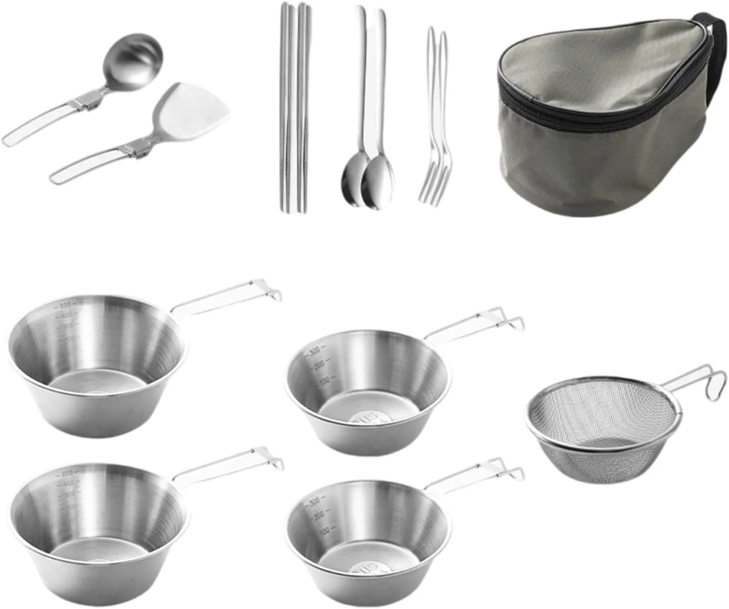 Camping Cutlery Set Outdoor Cooking Tableware Utensils With Spoon Fork And Bowls Stainless Steels Camp Dinnerware