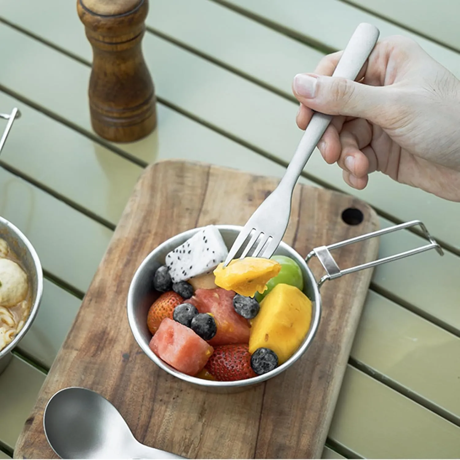 Camping Cutlery Set Outdoor Cooking Tableware Utensils With Spoon Fork And Bowls Stainless Steels Camp Dinnerware