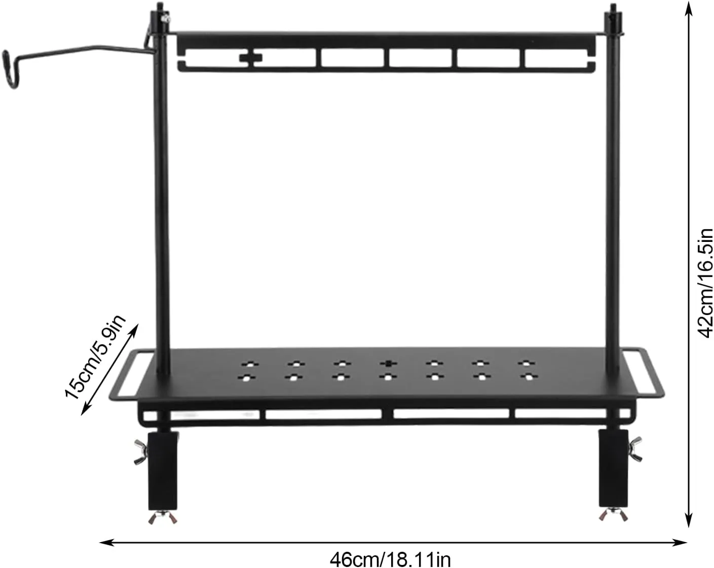 Camping Foldable Storage Rack, Collapsible Camping Table with Lantern Stand, Portable Collapsible Wood Storage Rack, Outdoor Shelving Organizers, Camping, Picnic, BBQ (18.1 x 5.9 x 16.5in)