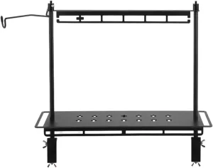 Camping Foldable Storage Rack, Collapsible Camping Table with Lantern Stand, Portable Collapsible Wood Storage Rack, Outdoor Shelving Organizers, Camping, Picnic, BBQ (18.1 x 5.9 x 16.5in)