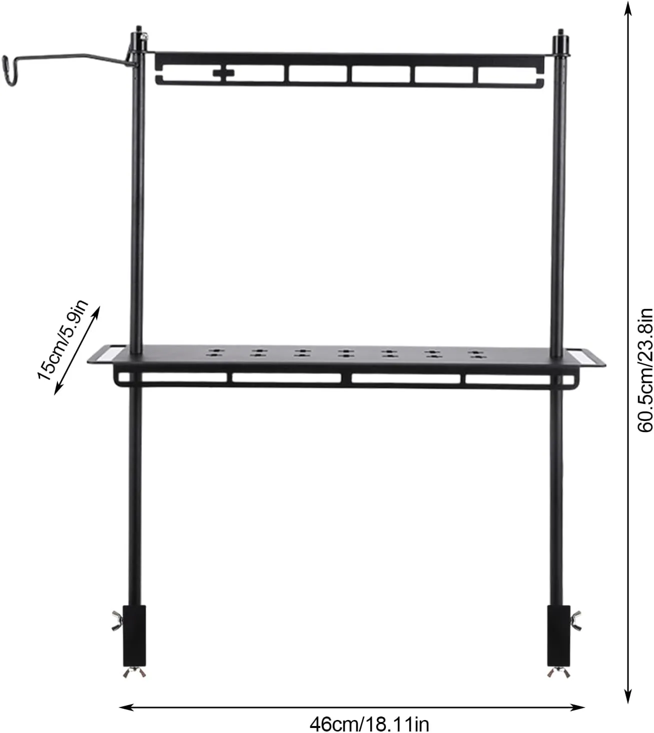 Camping Foldable Storage Rack, Collapsible Camping Table with Lantern Stand, Portable Collapsible Wood Storage Rack, Outdoor Shelving Organizers, Camping, Picnic, BBQ (18.1 x 5.9 x 23.8in)