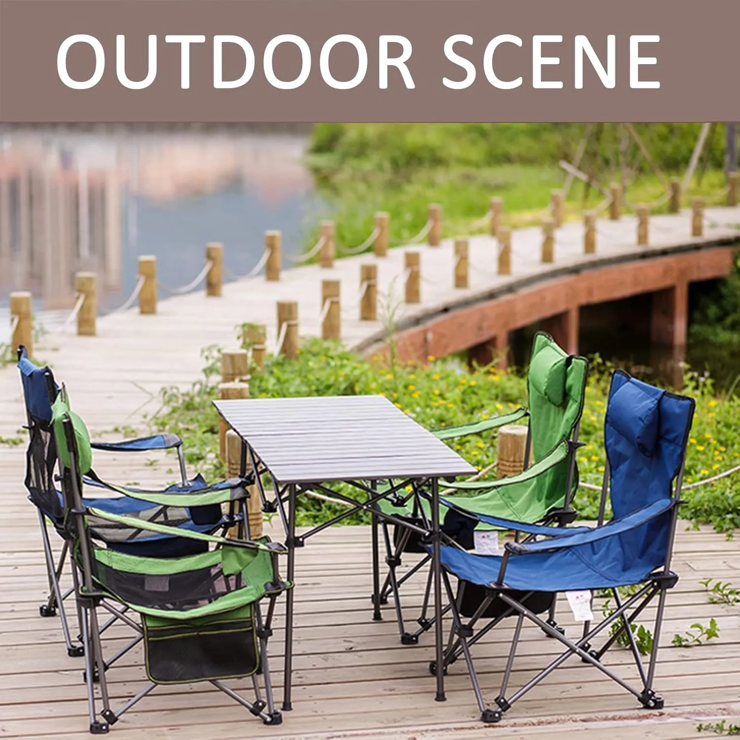 Camping Folding Chair Oversized for Outdoor Heavy Duty Foldable Camp Chair Outside for Adults, with Cup Bag and Storage Bag,Gray