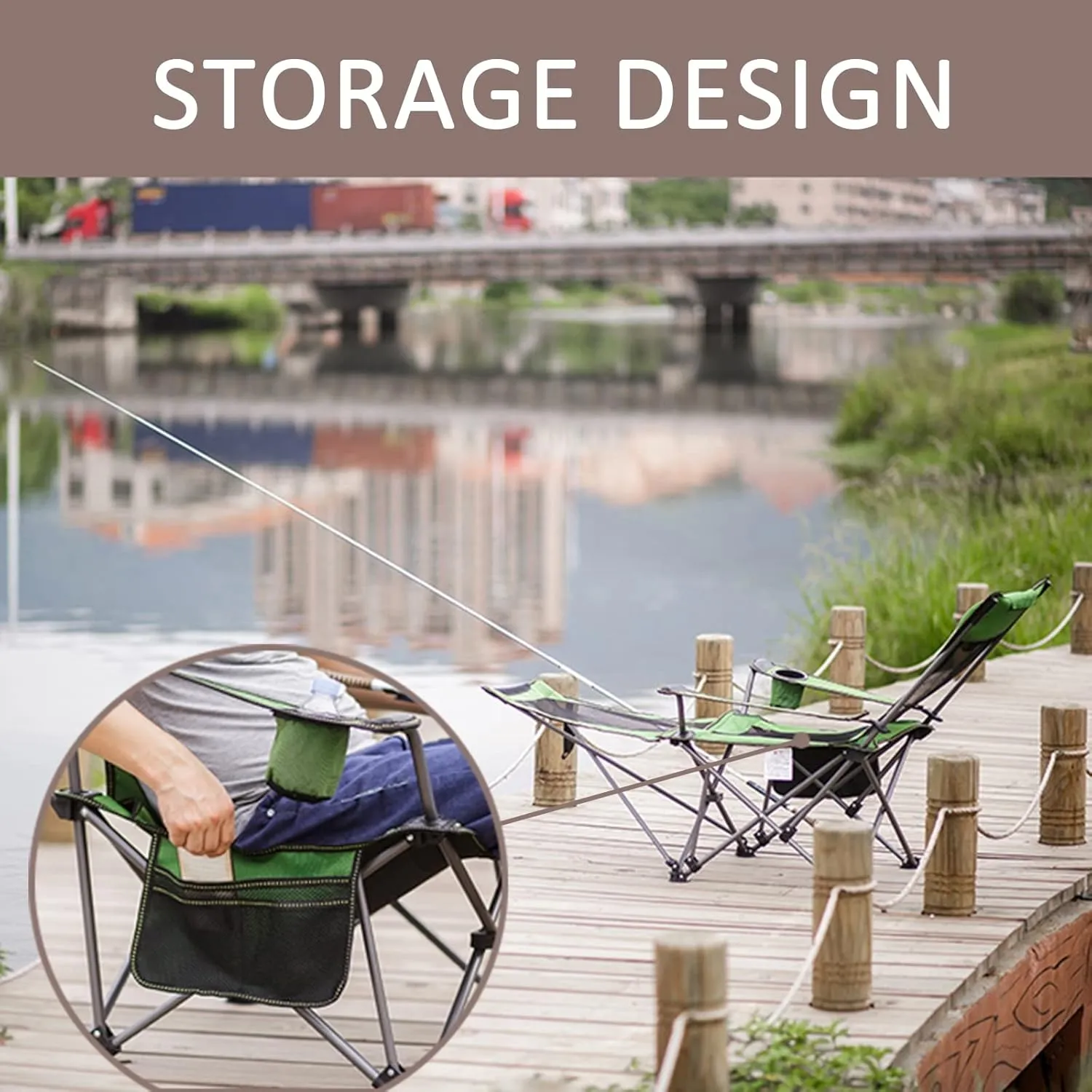 Camping Folding Chair Oversized for Outdoor Heavy Duty Foldable Camp Chair Outside for Adults, with Cup Bag and Storage Bag,Gray