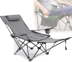 Camping Folding Chair Oversized for Outdoor Heavy Duty Foldable Camp Chair Outside for Adults, with Cup Bag and Storage Bag,Gray