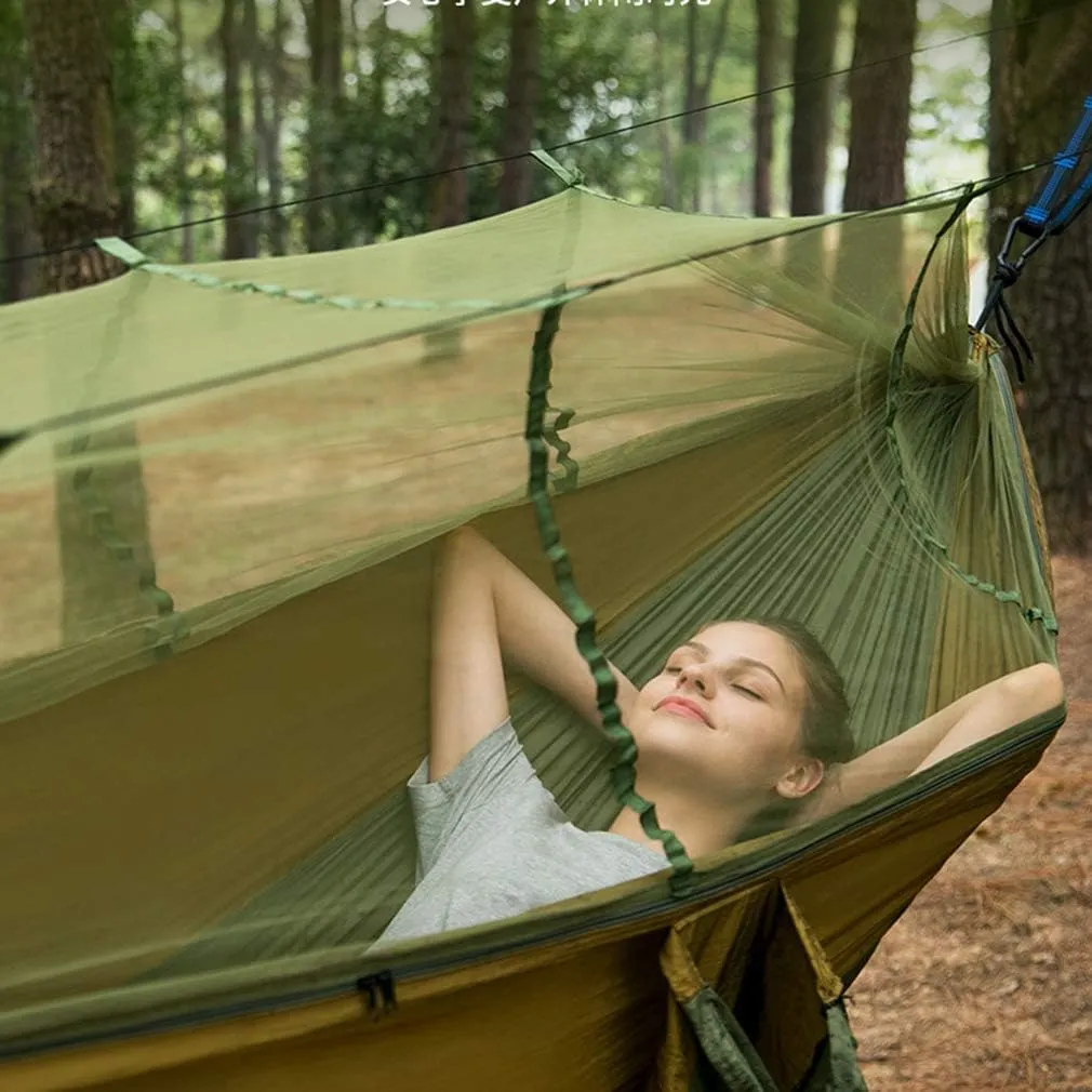 Camping/ Garden Hammock with Mosquito Net Outdoor Furniture 1-2 Person Portable Hanging Bed Strength Parachute Fabric Hanging Bed Hunting Sleeping Swing