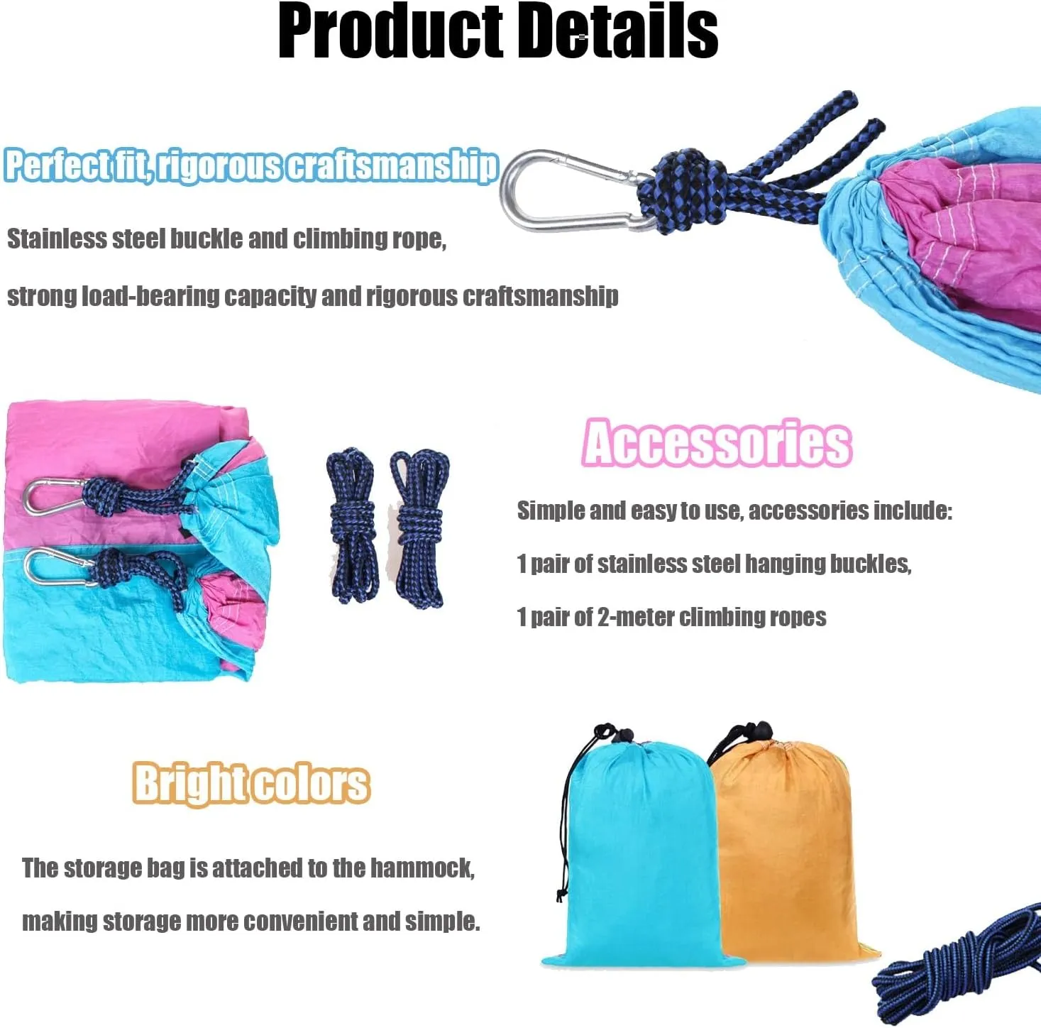 Camping Hammock 210T Nylon Breathable Hammock Tent with Tree Straps & Aluminum Alloy Carabiners Travel Hammock Quick Drying for Hiking Backpacking Garden (Color : F, Size : 220x90cm)