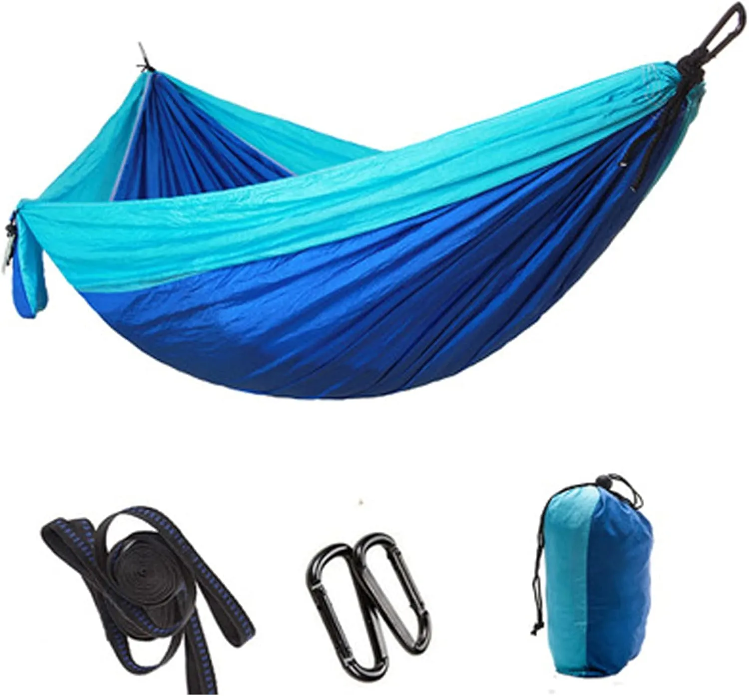 Camping Hammock Double & Single Portable Hammocks with 2 Hanging Straps Lightweight Nylon Parachute Hammocks for Backyard Travel Outside Hiking(118x79inch,Blue)