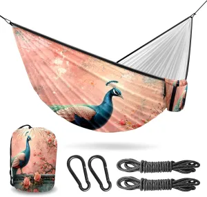 Camping Hammock Double & Single Portable Hammocks with 2 Tree Straps, Great for Hiking,Backpacking,Hunting,Outdoor,Beach,Camping, Peacock (38)