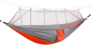 Camping Hammock Double Camping Hammock with Mosquito Net Lightweight Nylon Portable Hammock Parachute Hammock with Tree Straps for Camping
