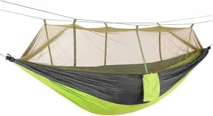 Camping Hammock Double Camping Hammock with Mosquito Net Lightweight Nylon Portable Hammock Parachute Hammock with Tree Straps for Camping