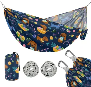 Camping Hammock Outdoor Hammocks for Outside Easter Dachshund Beach Trees Portable Lightweight with Pockets Tree Straps Indoor
