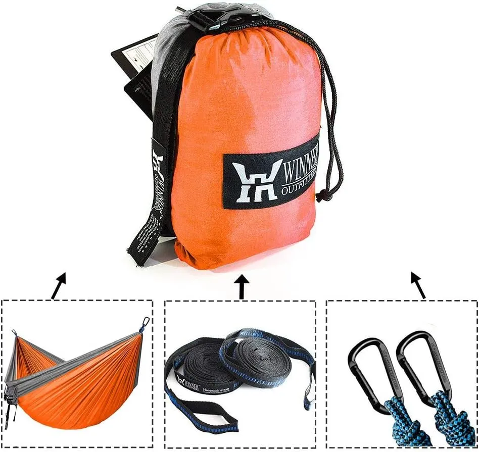 Camping Hammock Outdoor Travel Hammock Portable Parachute Nylon Trekking Backpack Travel Hammock KhakiandOlive