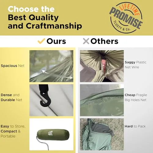 Camping Hammock - Portable Hammock with Spacious Net & Tree Straps