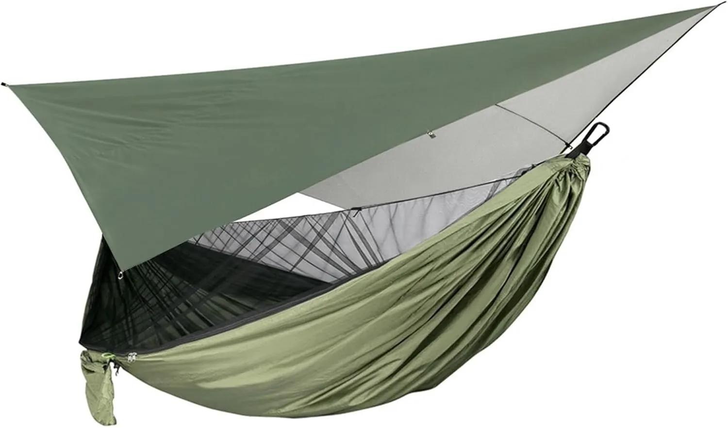 Camping Hammock Portable Nylon Camping Hammock with Waterproof Rain Fly Canopy Tarp for Outdoor Hanging Bed Sleeping, Green 1