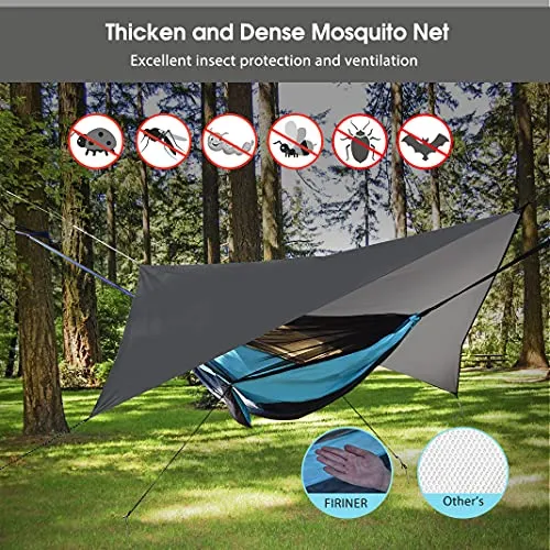 Camping Hammock w/ Mosquito Net Rain Fly,Nylon Parachute Hammock Tent