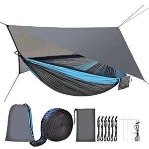 Camping Hammock w/ Mosquito Net Rain Fly,Nylon Parachute Hammock Tent