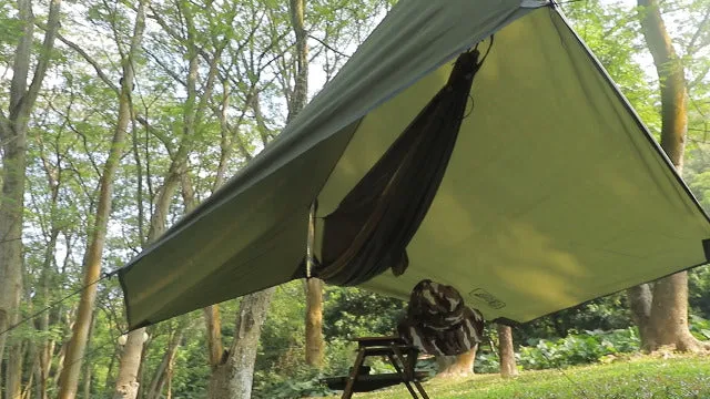 Camping Hammock w/ Net & Rain Fly,Portable Lightweight Outdoor Hammock