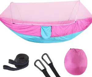 Camping Hammock with Mosquito Net, Portable Hammock Single & Double with Tree Straps, for Backpacking Hiking Travel Outdoor