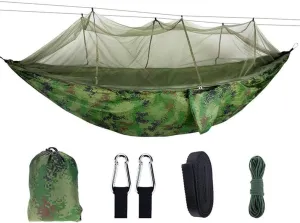 Camping Hammock with Mosquito net, Portable Parachute Hammock, Lightweight Nylon Hammock Breathable Outdoor Backpacking Hiking-C 260x140cm