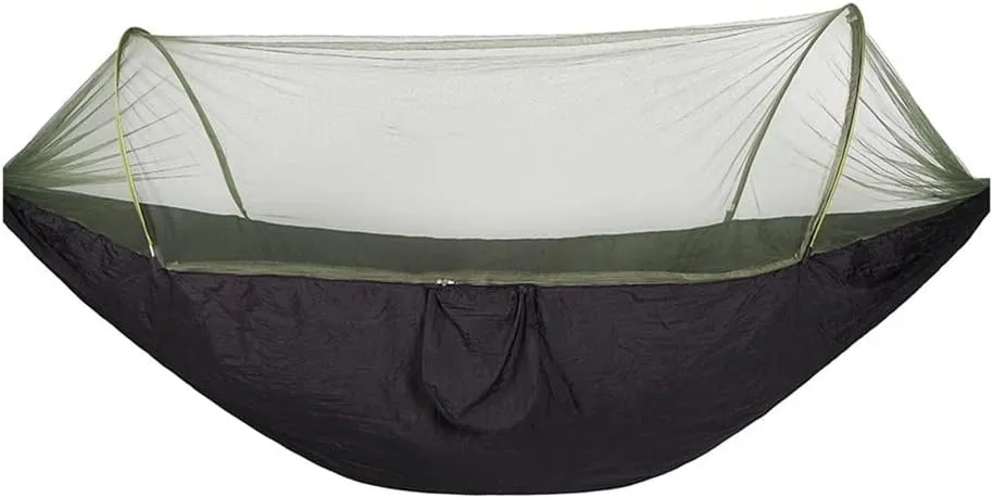 Camping Hammock with Mosquito Net -Up Light Portable Outdoor Parachute Hammocks Swing Sleeping Hammock Camping Stuff (Color : White-Style) (Svart)