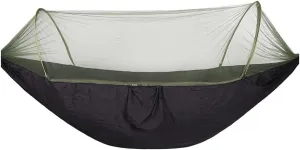 Camping Hammock with Mosquito Net -Up Light Portable Outdoor Parachute Hammocks Swing Sleeping Hammock Camping Stuff (Color : White-Style) (Svart)