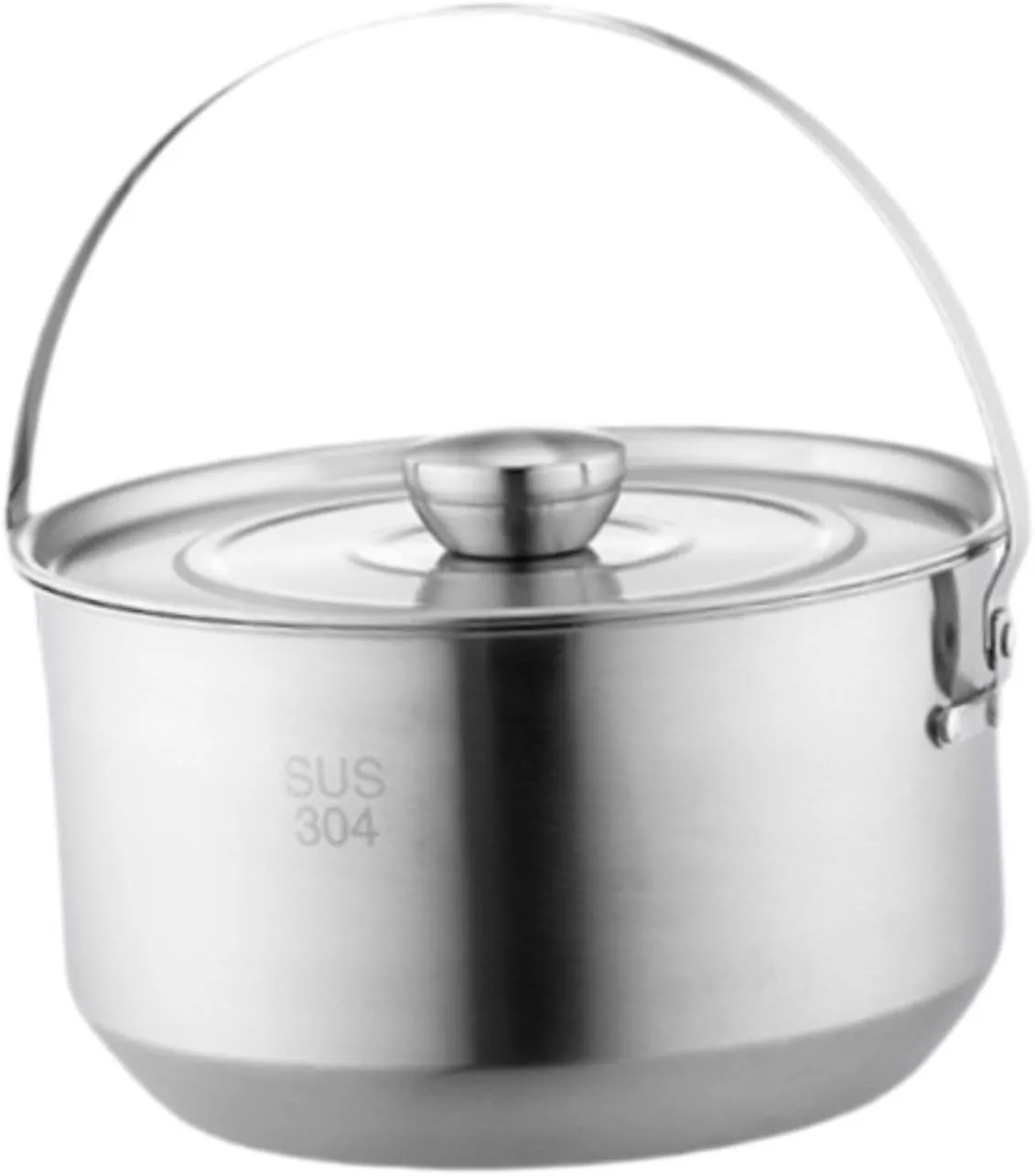 Camping Hanging Pot Camping Pot 4.5L Soup Pot Stainless Steel with Lid Cooking Pot Kitchen Cookware for Outdoor Travel Hiking