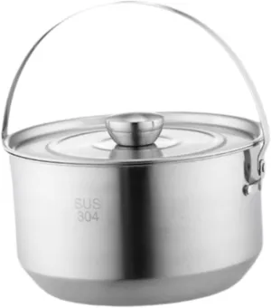Camping Hanging Pot Camping Pot 4.5L Soup Pot Stainless Steel with Lid Cooking Pot Kitchen Cookware for Outdoor Travel Hiking