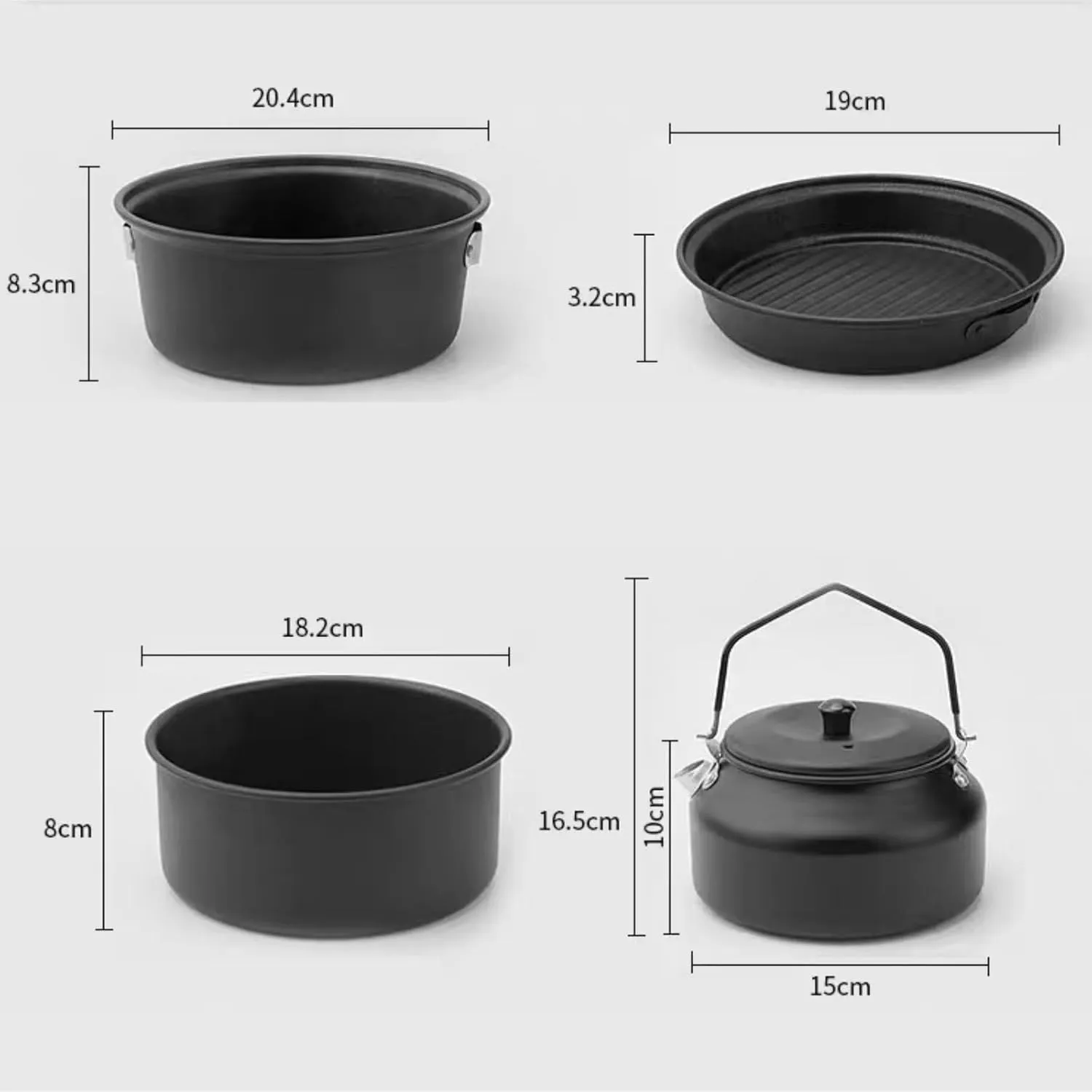 Camping Kitchen Utensil Non-Stick Coating Portable Camping Frying Pan Pot Outdoor Picnic Tableware Set for Outdoor Cooking