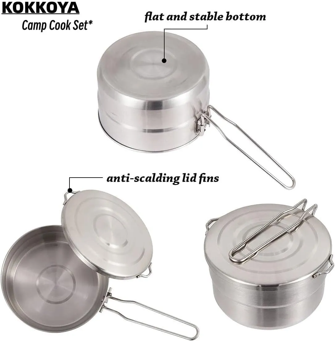 Camping Kitchen Utensil Outdoor 304 Stainless Steel Lunch Box Camping Pot Convenient Folding Handle Picnic Cooking Pot for Outdoor Cooking