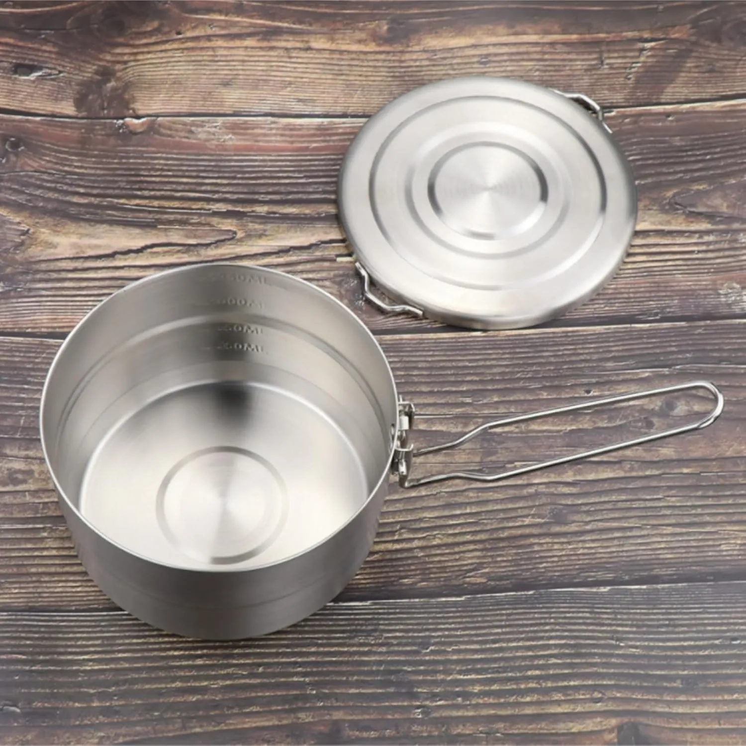 Camping Kitchen Utensil Outdoor 304 Stainless Steel Lunch Box Camping Pot Convenient Folding Handle Picnic Cooking Pot for Outdoor Cooking
