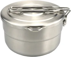 Camping Kitchen Utensil Outdoor 304 Stainless Steel Lunch Box Camping Pot Convenient Folding Handle Picnic Cooking Pot for Outdoor Cooking