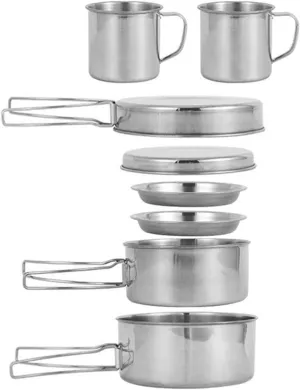 Camping Pans - Hiking Cookware Cooking Pot Set, Camping Cooking Set | Outdoor Saucepans Stainless Steel Cooking Utensils, Pan Pot for Camping Backpacking Outdoor Cooking and Picnic