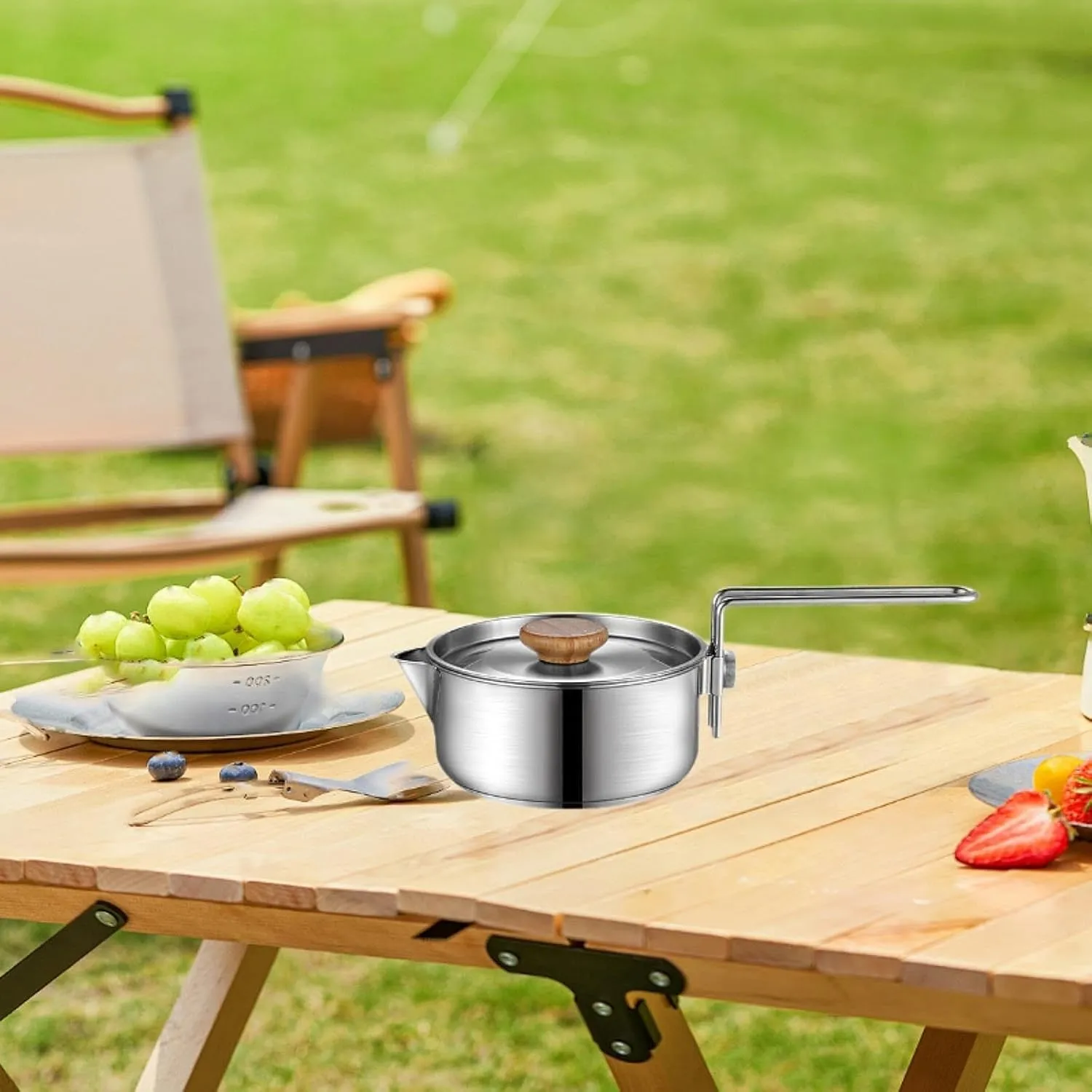 Camping Pot Cooking Pot Outdoor Cook Gear Multipurpose Camp Stockpot Camping Cookware for Picnics Hiking Fishing Travel Trips
