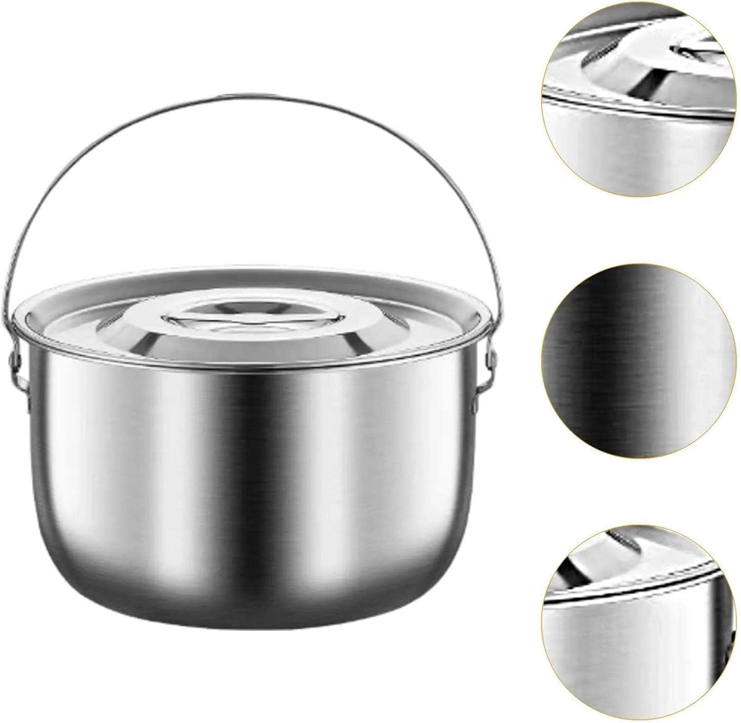 Camping Pot Cooking Pot,Multipurpose,Oil Container with Handle and Lid for Kitchen Camping Cooking Party Commercial, 5.0L