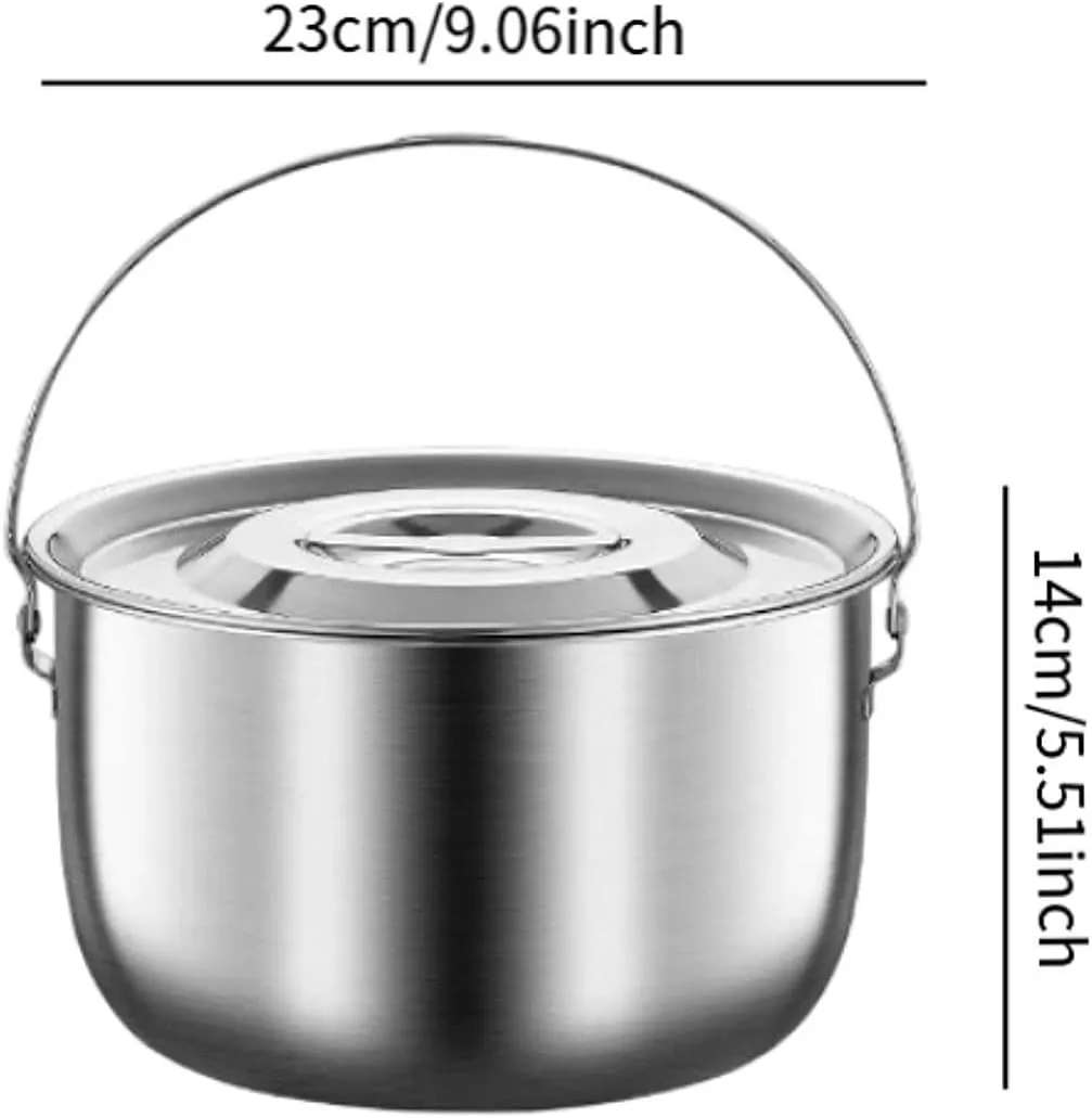Camping Pot Cooking Pot,Multipurpose,Oil Container with Handle and Lid for Kitchen Camping Cooking Party Commercial, 5.0L
