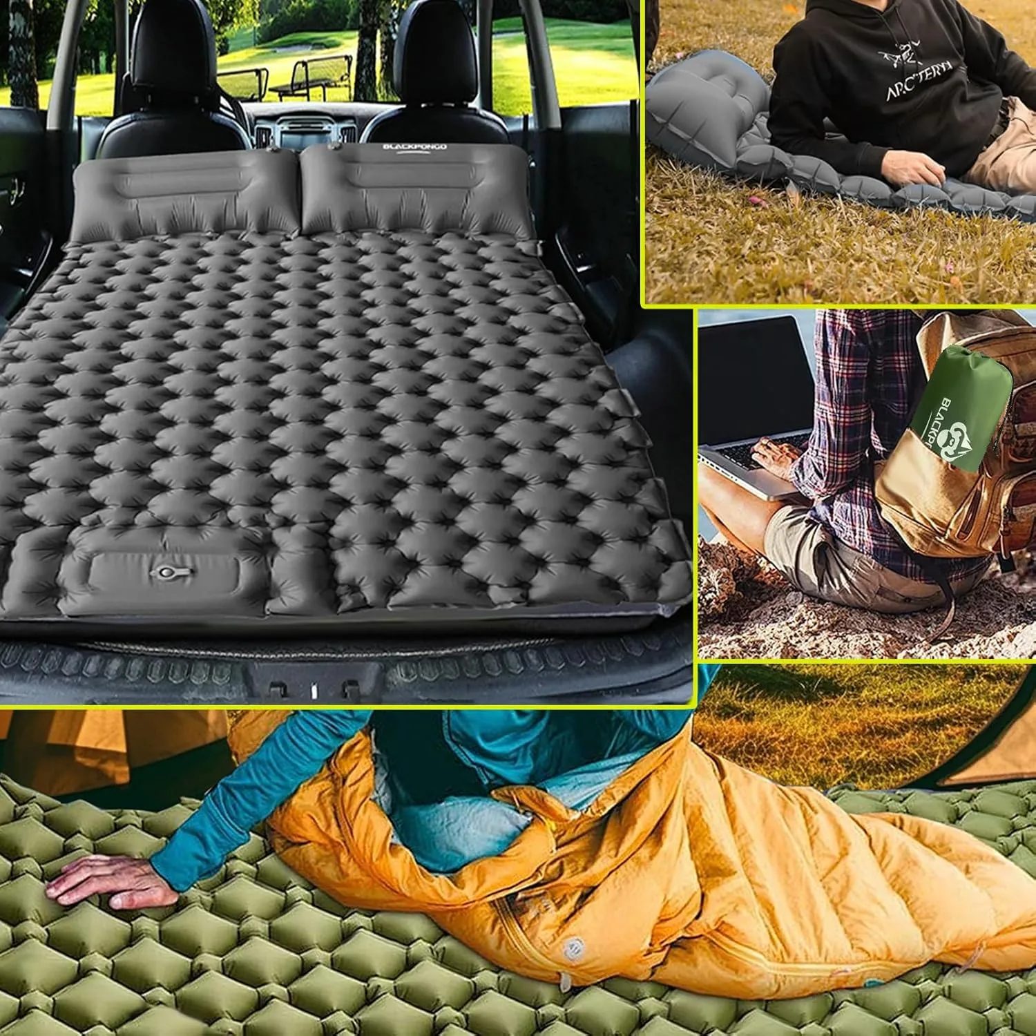 Camping Sleeping Pad, Ultralight Camping Mat with Pillow Built-in Foot Pump Inflatable Sleeping Pads Compact for Camping Backpacking Hiking Traveling Tent