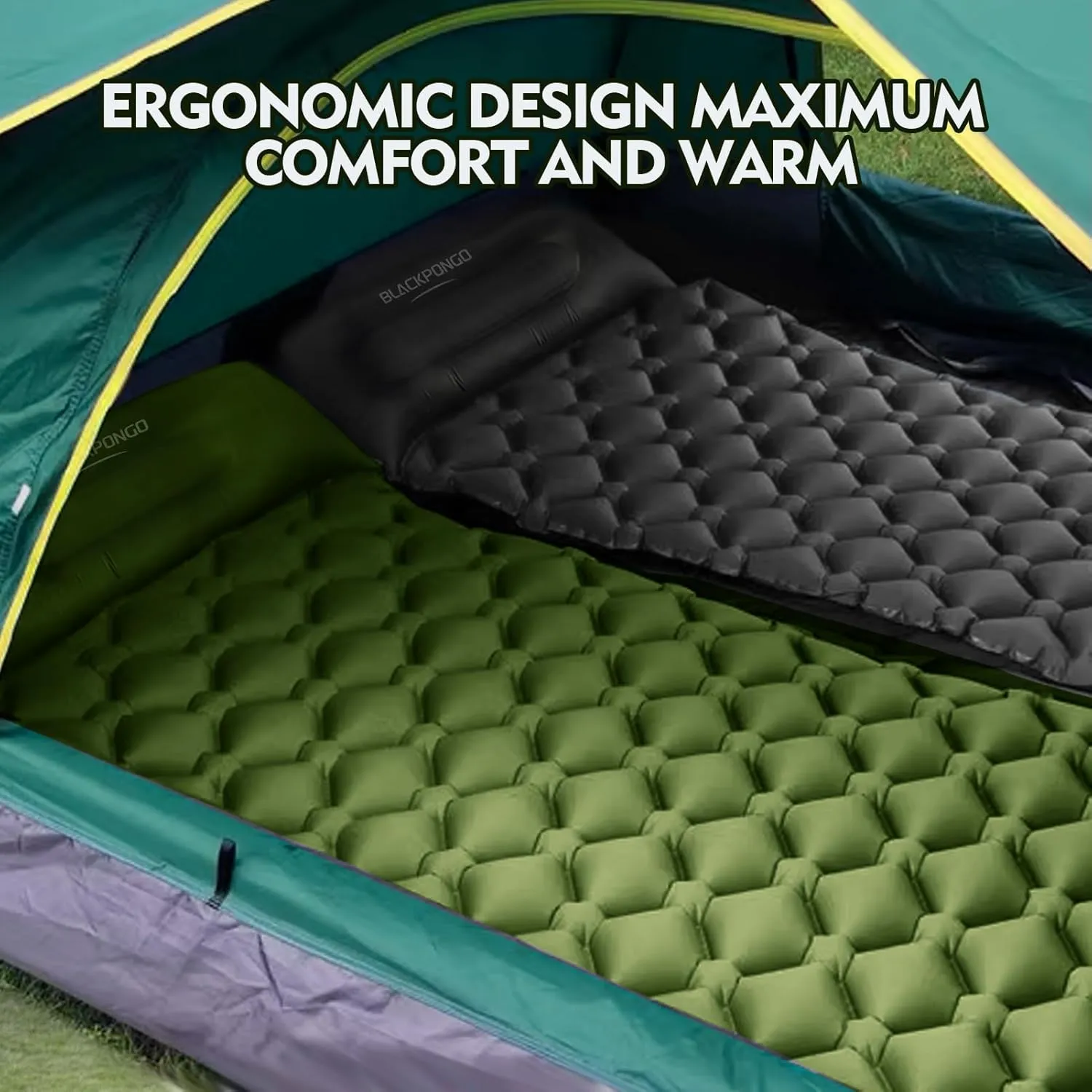 Camping Sleeping Pad, Ultralight Camping Mat with Pillow Built-in Foot Pump Inflatable Sleeping Pads Compact for Camping Backpacking Hiking Traveling Tent