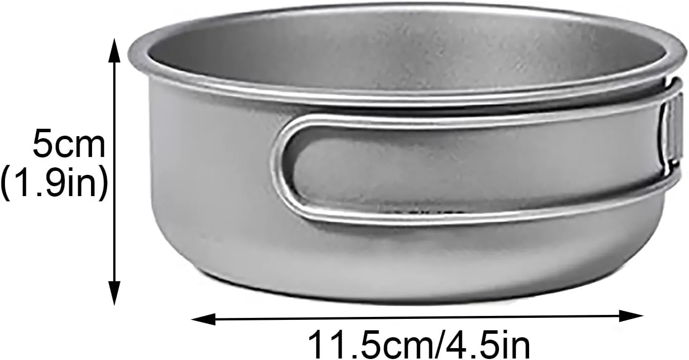 Camping Titanium Pot Outdoor Cookware Cooking Pan Pot with Folding-Handle Outdoor Camp Cookware Pot Camping Mess for 2