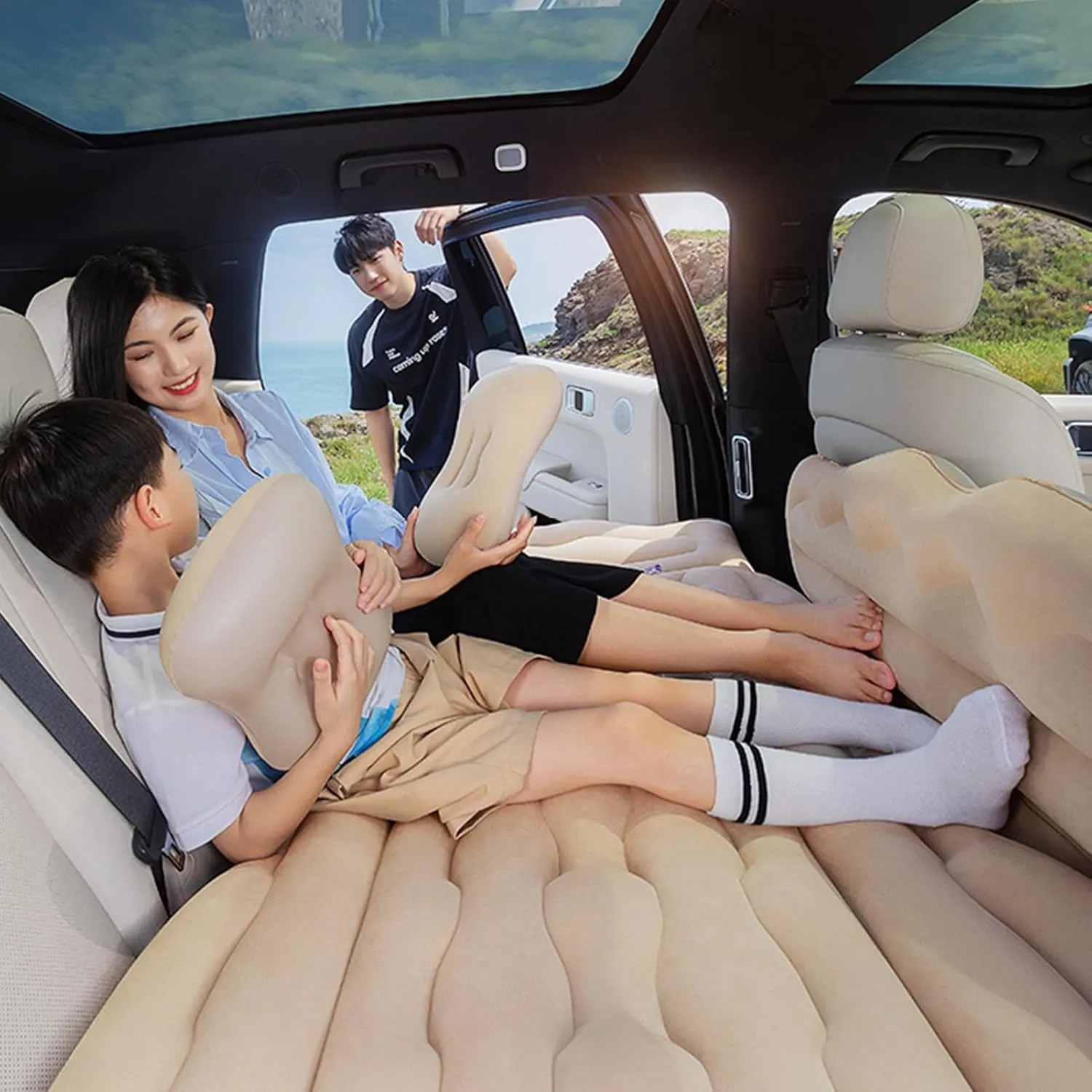 Car Air Mattress for HAVAL H3 2009 2010 2011 2012 Thickened Durable Car Camping Air Mattress Bed with Air Pump Inflatable Sleeping Mat,C