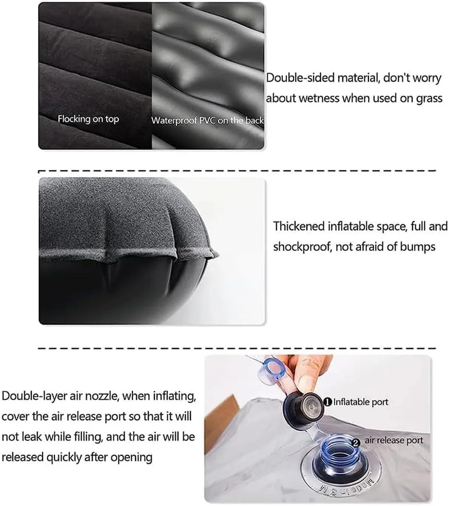Car Air Mattress for Toyota Sequoia 2023-2024,Portable Self Inflating Cushion,Multifunctional Bed Inflatable Mat,Travel Home Sleeping Pad Cot Ideal for Road Trips Camping,Black