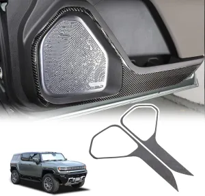 Car Door Anti-Kick Pad Protective Pad Compatible with 2024-2025 Hummer EV Accessories Real Carbon Fiber Carbon Fiber Protector Mat Dirty Collision Stickers Inner Decorative 2PCS (Front Door Black)