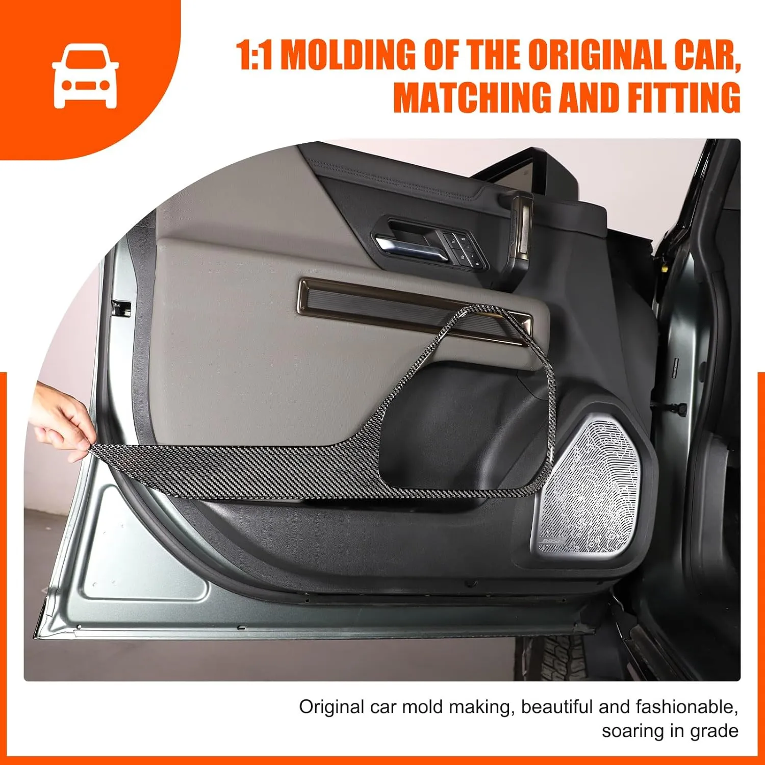 Car Door Anti-Kick Pad Protective Pad Compatible with 2024-2025 Hummer EV Accessories Real Carbon Fiber Carbon Fiber Protector Mat Dirty Collision Stickers Inner Decorative 2PCS (Front Door Black)