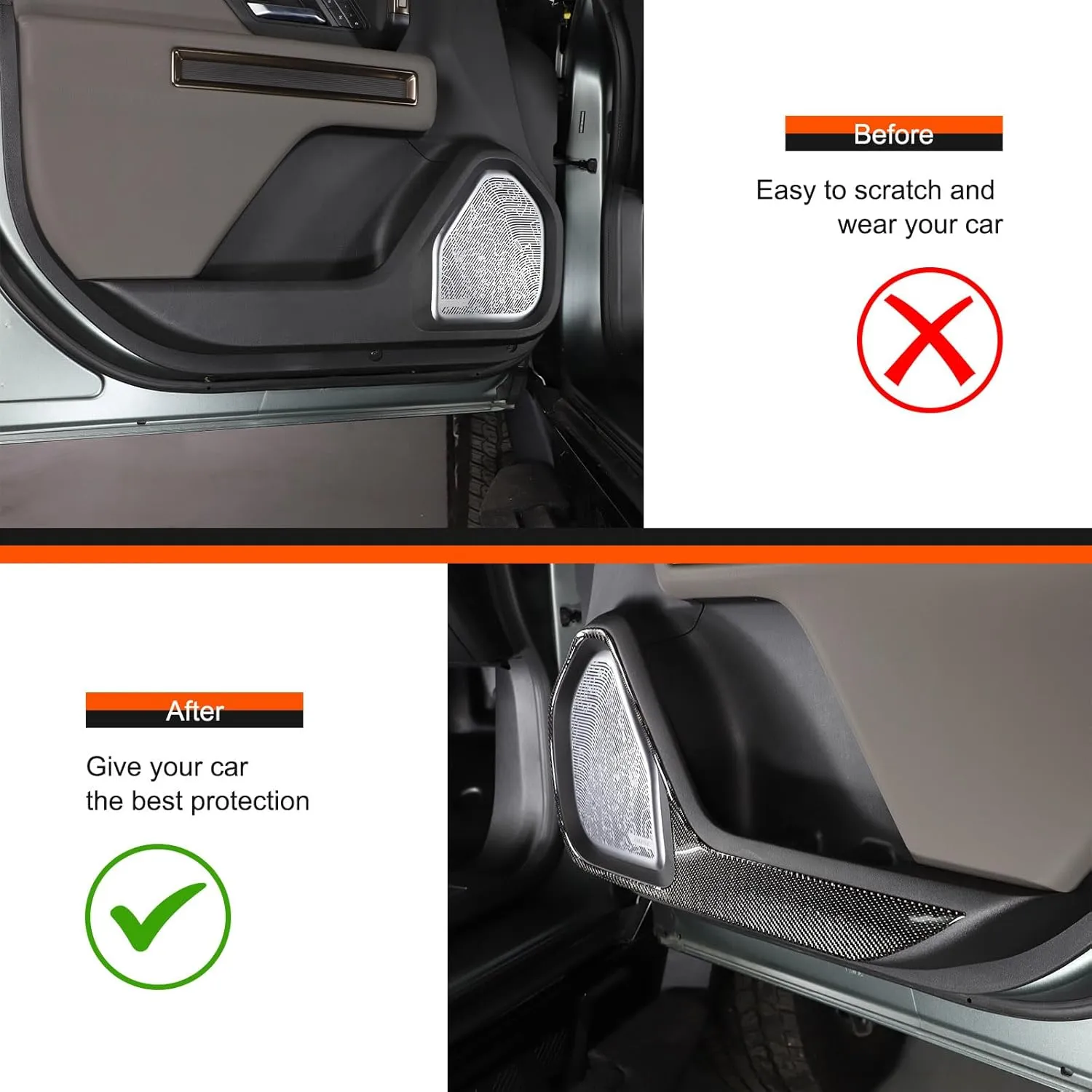 Car Door Anti-Kick Pad Protective Pad Compatible with 2024-2025 Hummer EV Accessories Real Carbon Fiber Carbon Fiber Protector Mat Dirty Collision Stickers Inner Decorative 2PCS (Front Door Black)