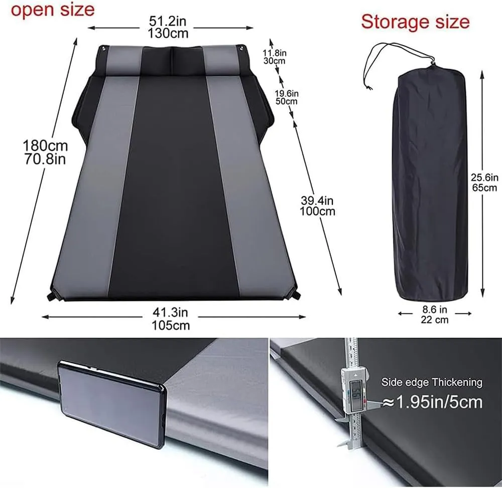 Car Inflatable Mattress for Ford Bronco Sport 2021 2022 2023 2024 Self Inflating Sleeping Pad Thickened Air Bed Cushion Camping Travel Mattress Multifunctional,Black