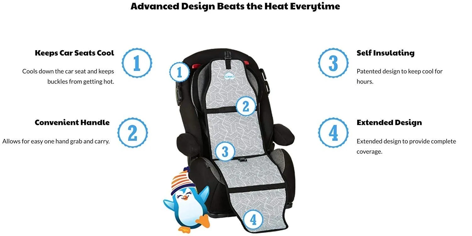 Car Seat Cooling Pad for Babies, Toddlers, and Kids - Comfortable and Durable Cooling Pad for Hot Summer Days - Dino Blue, one Size